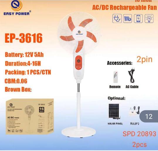 پنکه دو حالته برقی،شارژی Easy Power ایستاده EP_3616