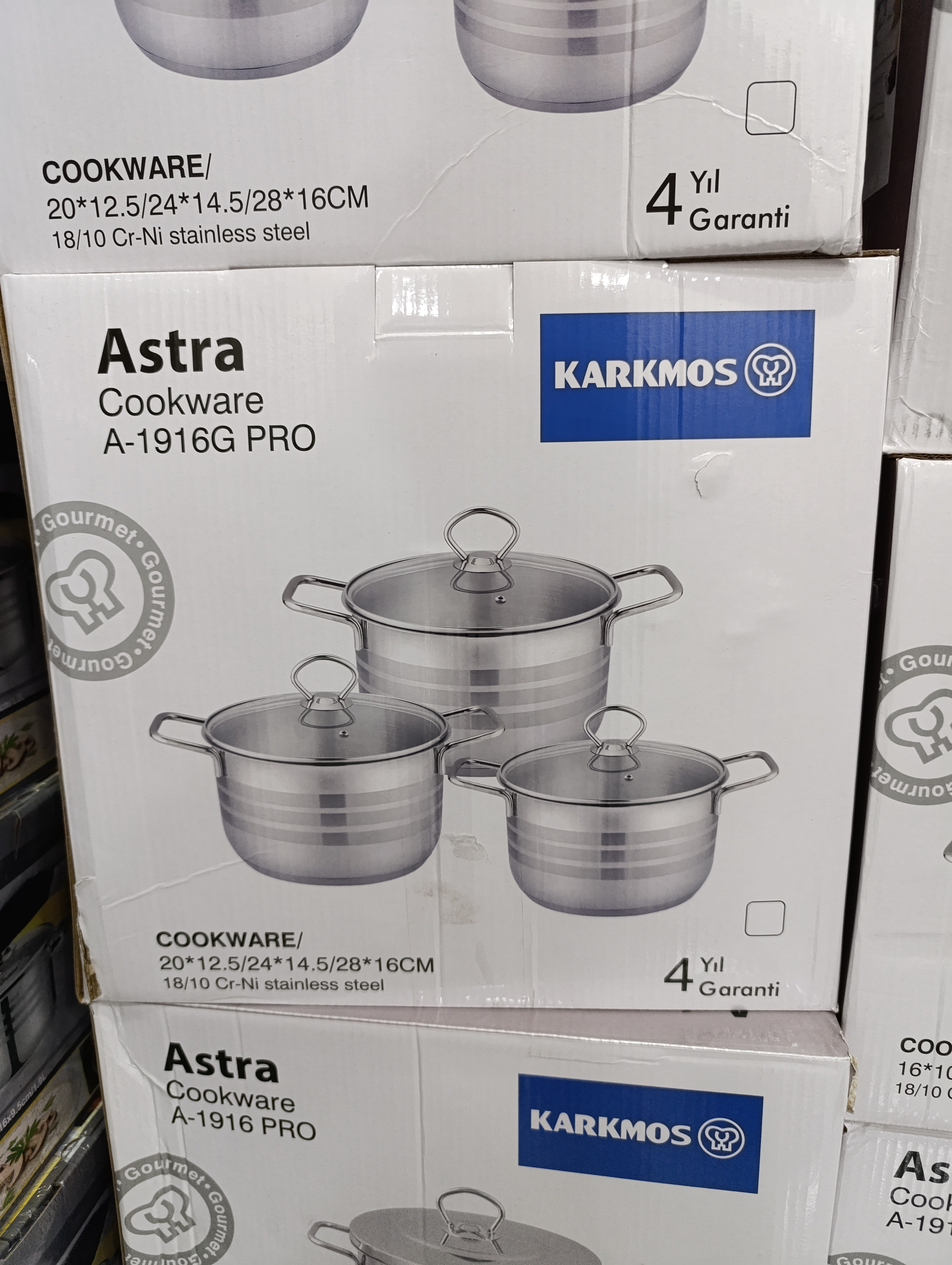 سرویس قابلمه 6 پارچه استیل آسترا سایز بزرگ مارک کارکموس KARKMOS A-1916G PRO