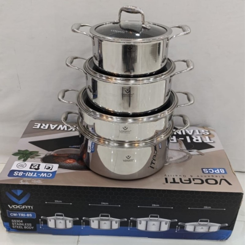 سرویس قابلمه ووگاتی استیل کف لیزری مدل CW-TRI-8S سرویس قابلمه ووگاتی استیل کف لیزری مدل CW-TRI-8S