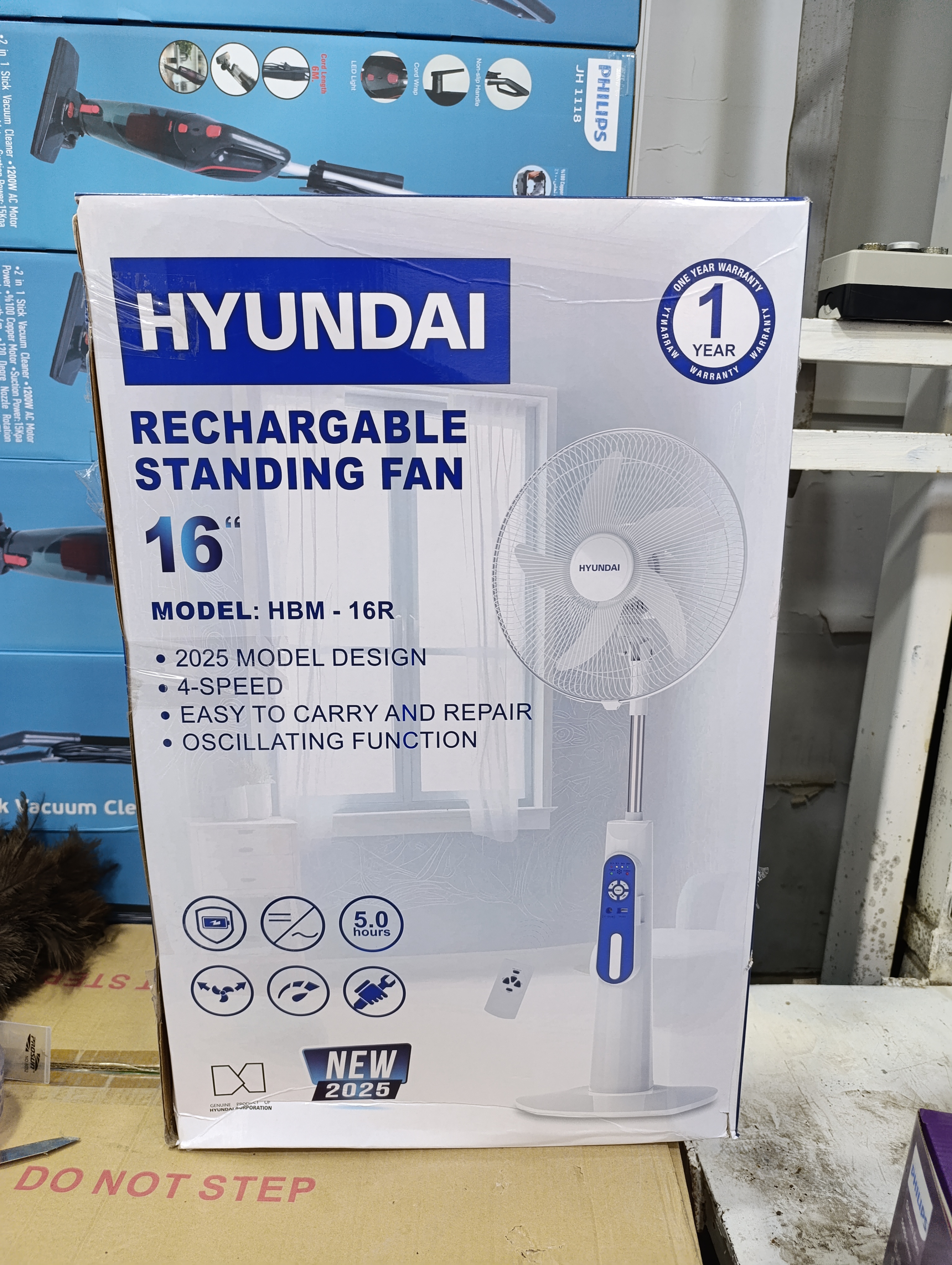 پنکه شارژی هیوندای مدل HBM-16R سایز 16 اینچ با ریموت کنترل