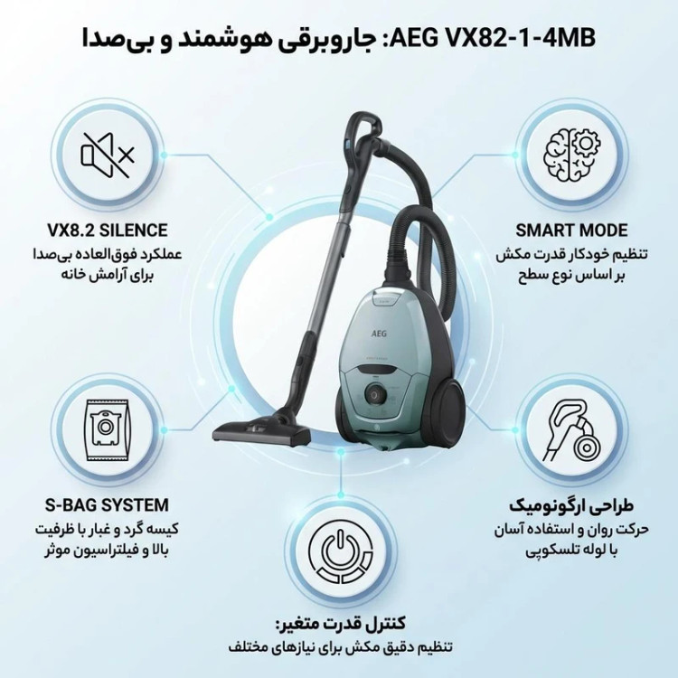 جارو برقی آ ا گ مدل VX82-1-4MB با قدرت مکش ۶۰۰ وات